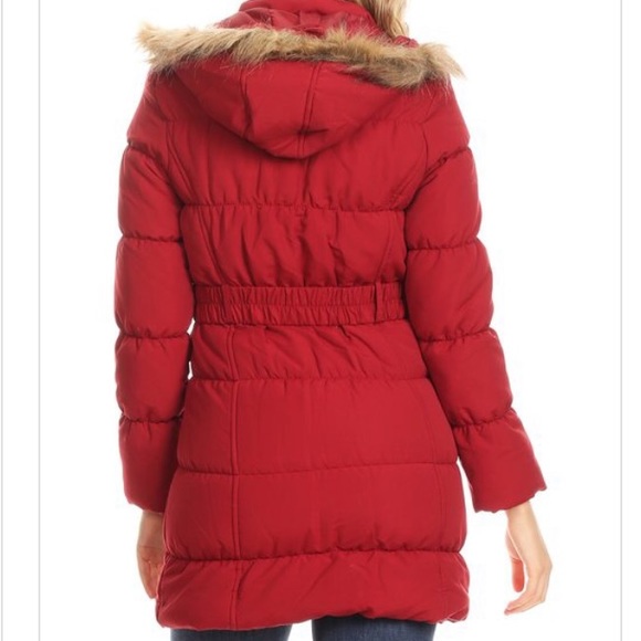 Jackets & Coats Long Red Puffer Coat With Hood Poshmark